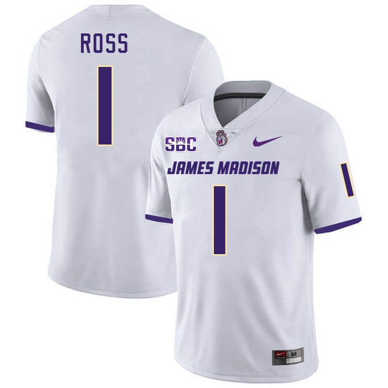 #1 Cam Ross JMU Jersey,James Madison Dukes Football Jerseys Stitched-White